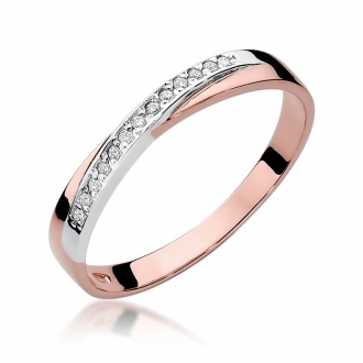 Pierścionek z różowego złota z brylantami 0.07ct BD305/R