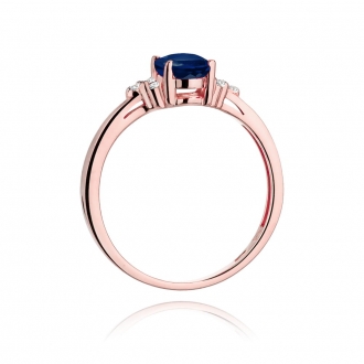 Pierścionek z różowego złota z szafirem i brylantami BD308S/R
