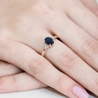 Pierścionek z różowego złota z szafirem i brylantami BD308S/R