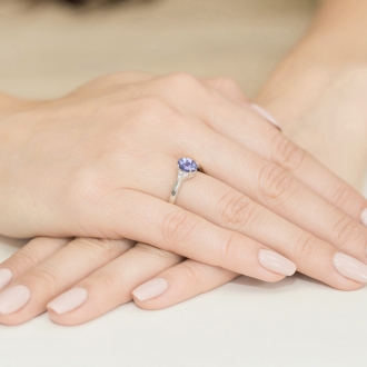 Pierścionek z białego złota z tanzanitem i brylantami BD308TZ/W