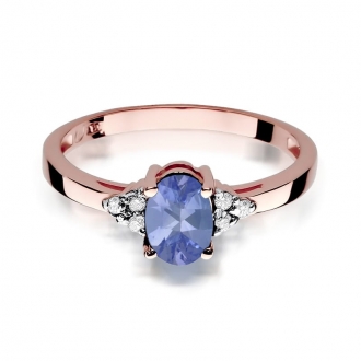 Pierścionek z różowego złota z tanzanitem i brylantami BD308TZ/R