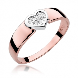 Pierścionek z różowego złota z brylantami 0.04ct BD314/R