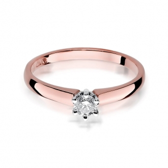 Pierścionek z różowego złota z brylantem 0.20ct BD317/R