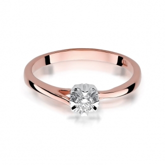 Pierścionek z różowego złota z brylantem 0.10ct BD318/R