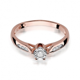 Pierścionek z różowego złota z brylantami 0.11ct BD328/R