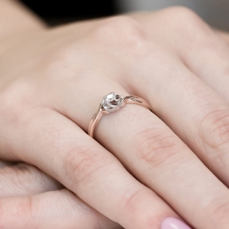Pierścionek z różowego złota z brylantem 0.10ct BD329/R