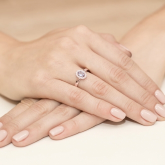 Pierścionek z różowego złota z tanzanitem i brylantami BD330TZ/R