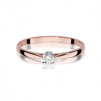 Pierścionek z różowego złota z brylantem 0.15ct BD335/R