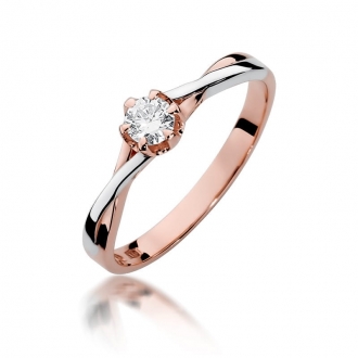Pierścionek z różowego złota z brylantem 0.23ct BD340B/R