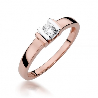 Pierścionek z różowego złota z brylantem 0.10ct BD343/R