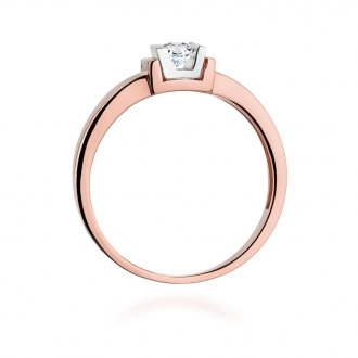Pierścionek z różowego złota z brylantem 0.10ct BD343/R