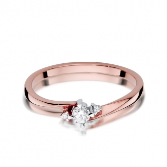 Pierścionek z różowego złota z brylantem 0.10ct BD346/R