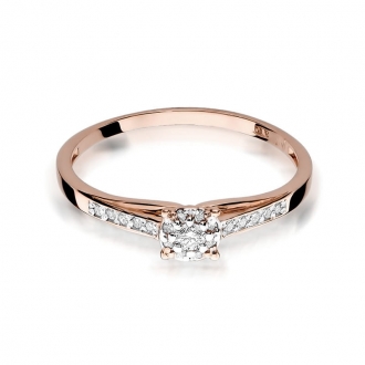 Pierścionek z różowego  złota z brylantami 0.13ct BD34/R