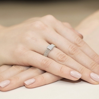 Pierścionek zaręczynowy z białego złota z brylantami 0.08ct BD353/W