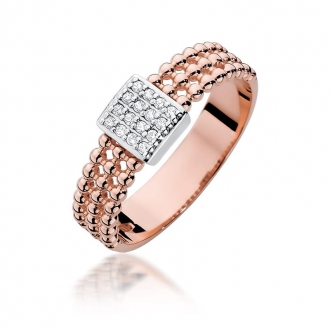 Pierścionek z różowego złota z brylantami 0.08ct BD353/R