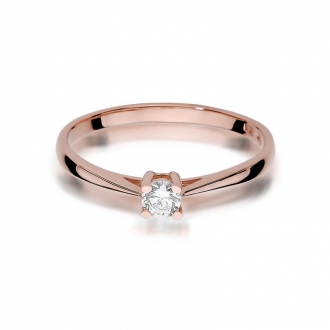 Pierścionek z różowego złota z brylantem 0.15ct BD367/R