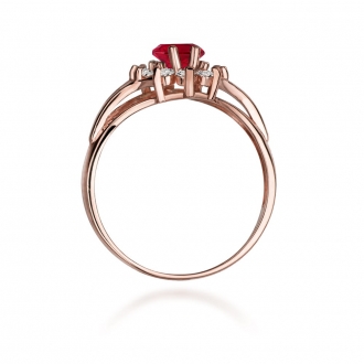 Pierścionek z różowego złota z rubinem i brylantami BD37R/R