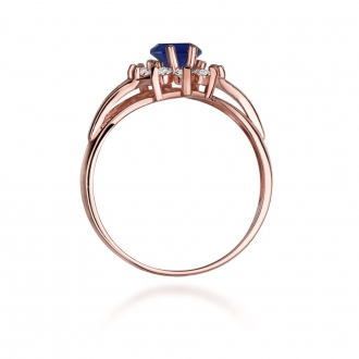 Pierścionek z różowego złota z szafirem i brylantami BD37S/R