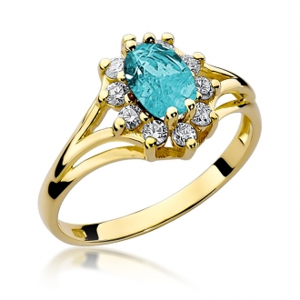 Pierścionek zaręczynowy z topazem i brylantami BD37T