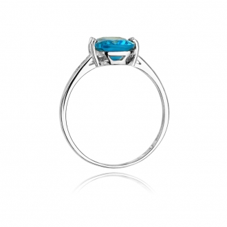 Pierścionek zaręczynowy z białego złota z topazem i brylantami BD38/W