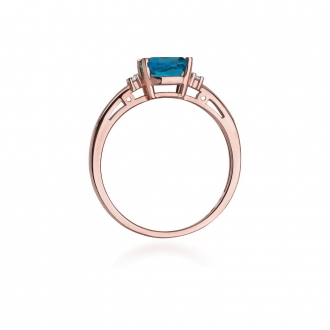 Pierścionek z różowego złota z topazem i brylantami BD3T/R