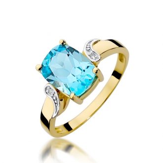 Pierścionek zaręczynowy z topazem i brylantami BD400