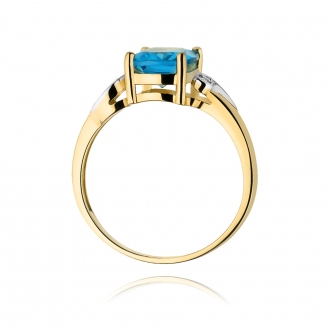 Pierścionek zaręczynowy z topazem i brylantami BD400