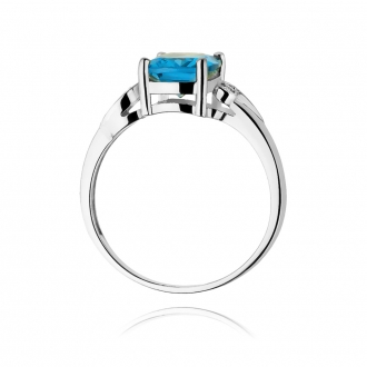 Pierścionek zaręczynowy z białego złota z topazem i brylantami BD400/W