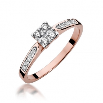Pierścionek z różowego złota z brylantami 0.16ct BD402/R