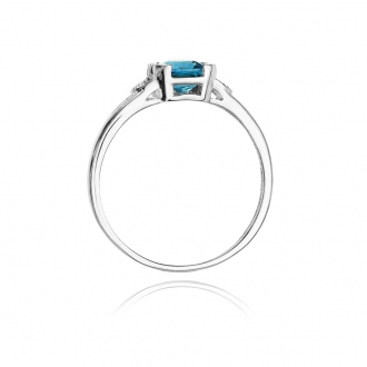 Pierścionek zaręczynowy z białego złota z topazem i brylantami BD40T/W