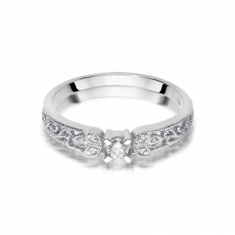 Pierścionek zaręczynowy z białego złota z brylantami 0.13ct BD411/W