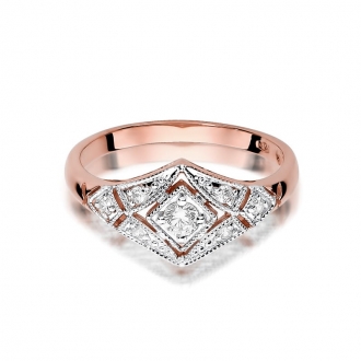 Pierścionek z różowego złota z brylantami 0.19ct BD412/R