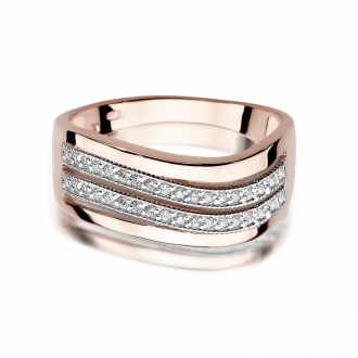 Pierścionek z różowego złota z brylantami 0.18ct BD416/R