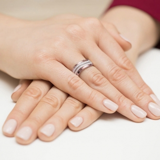 Pierścionek z różowego złota z brylantami 0.18ct BD416/R