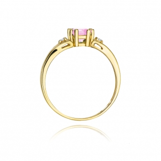Pierścionek zaręczynowy z różowym topazem i brylantami BD44/TR