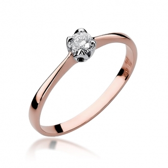 Pierścionek z różowego złota z brylantem 0.10ct BD47/R