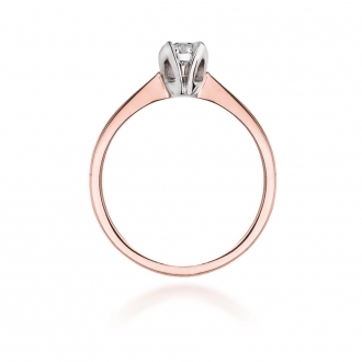 Pierścionek z różowego złota z brylantem 0.10ct BD47/R