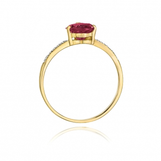 Złoty pierścionek z rubinem i brylantami BD50R