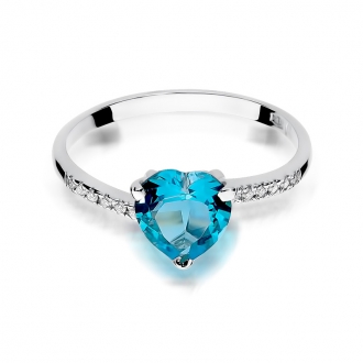 Pierścionek zaręczynowy z białego złota z topazem i brylantami BD50T/W
