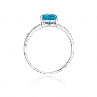 Pierścionek zaręczynowy z białego złota z topazem i brylantami BD50T/W