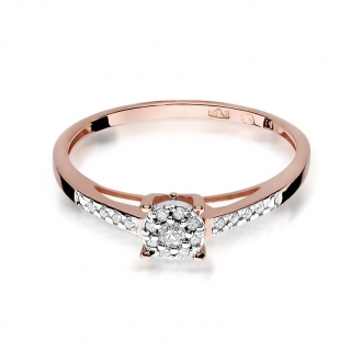 Pierścionek z różowego złota z brylantami 0.12ct BD55/R