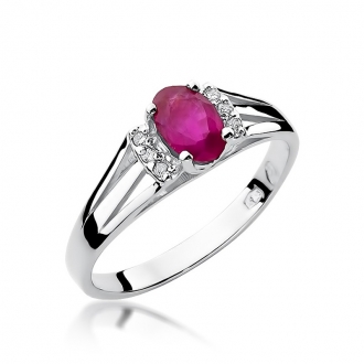 Pierścionek z białego złota z rubinem i brylantami BD5R/W