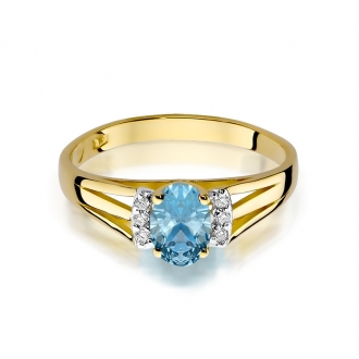 Pierścionek zaręczynowy z topazem i brylantami BD5T