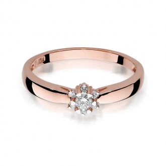 Pierścionek z różowego  złota z brylantem 0.15ct BD61/R