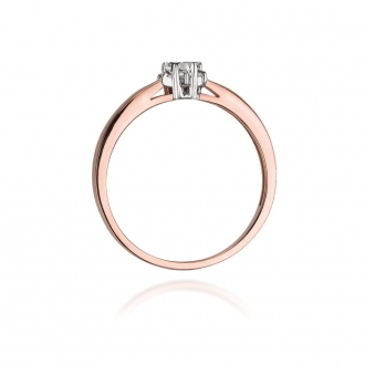 Pierścionek z różowego  złota z brylantem 0.15ct BD61/R