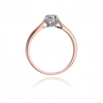Pierścionek z różowego złota z brylantem 0.15ct BD62/R