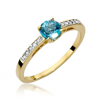 Pierścionek zaręczynowy z topazem i brylantami BD66T