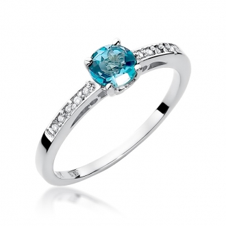 Pierścionek zaręczynowy z topazem i brylantami BD66T
