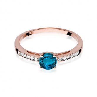 Pierścionek z różowego złota z topazem i brylantami BD66T/R