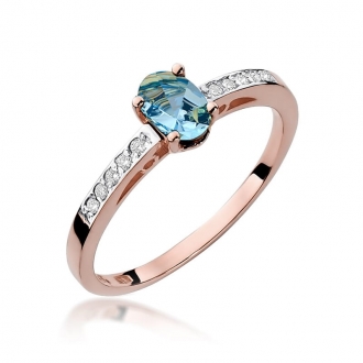 Pierścionek z różowego złota z topazem i brylantami BD67T/R